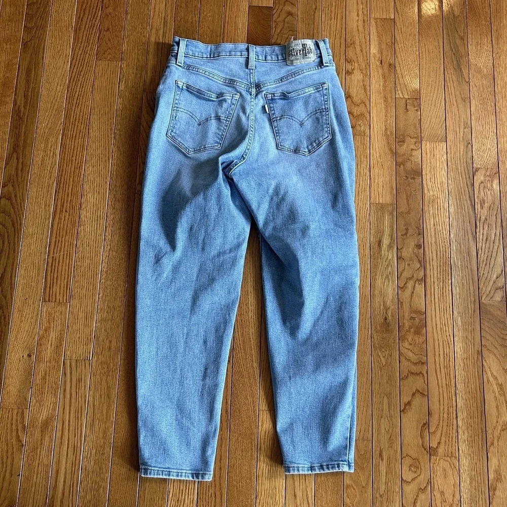 Levi's SilverTab Mom Jeans Womens‎ Size 29 Stone Ripped High Waisted Denim